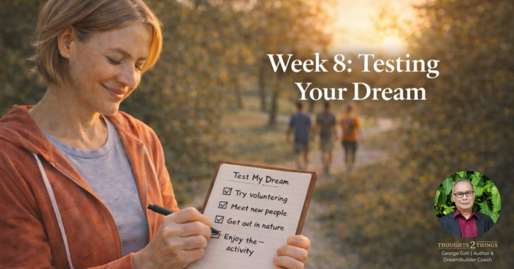 Person at ticking off a list of “tested” dreams, symbolising the process of testing and choosing the right dream path.
